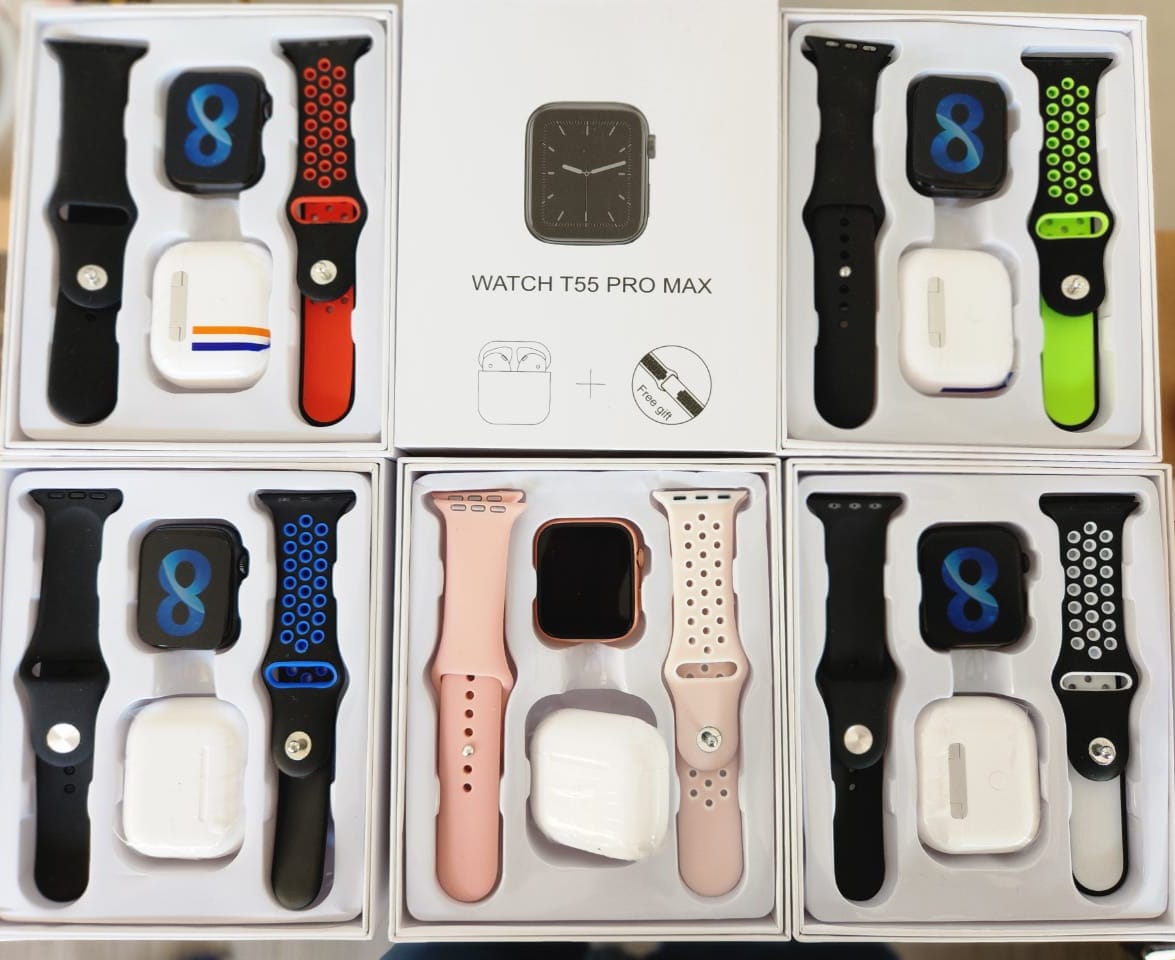 COMBO SMARTWATCH T55 PRO MAX CON DOS CORREAS Y AUDIFONOS