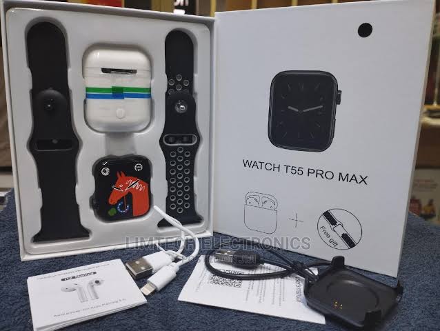 COMBO SMARTWATCH T55 PRO MAX CON DOS CORREAS Y AUDIFONOS
