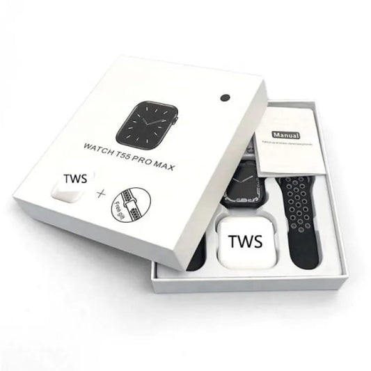 COMBO SMARTWATCH T55 PRO MAX CON DOS CORREAS Y AUDIFONOS